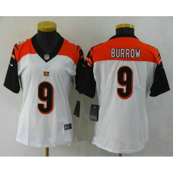 Women's Cincinnati Bengals #9 Joe Burrow White 2020 Vapor Untouchable Stitched NFL Nike Limited Jersey