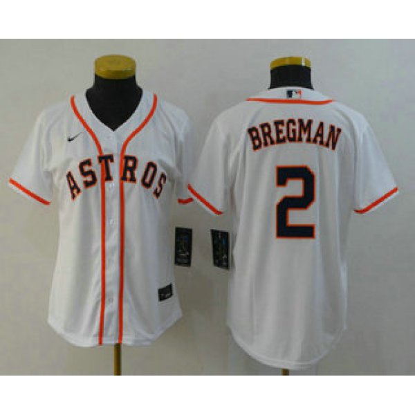 Women's Houston Astros #2 Alex Bregman White Stitched MLB Cool Base MLB Jersey