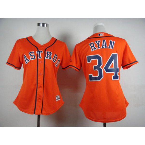 Women's Houston Astros #34 Nolan Ryan Alternate Orange 2015 MLB Cool Base Jersey