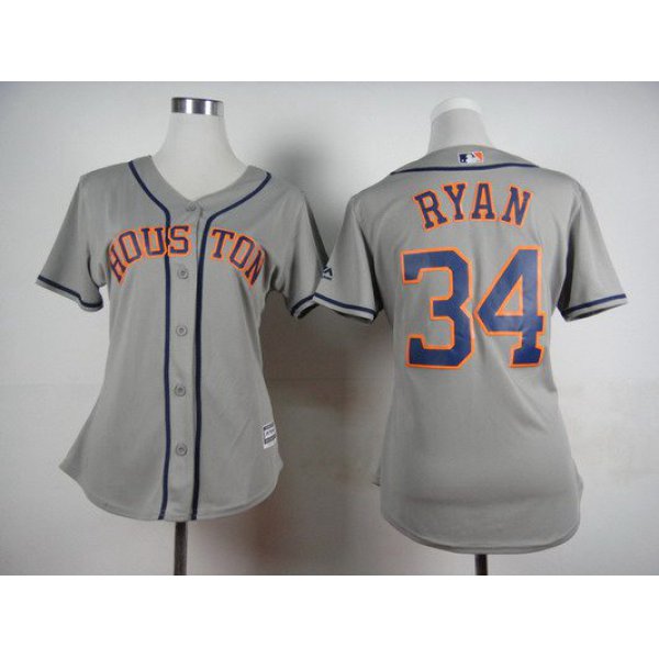 Women's Houston Astros #34 Nolan Ryan Away Gray 2015 MLB Cool Base Jersey