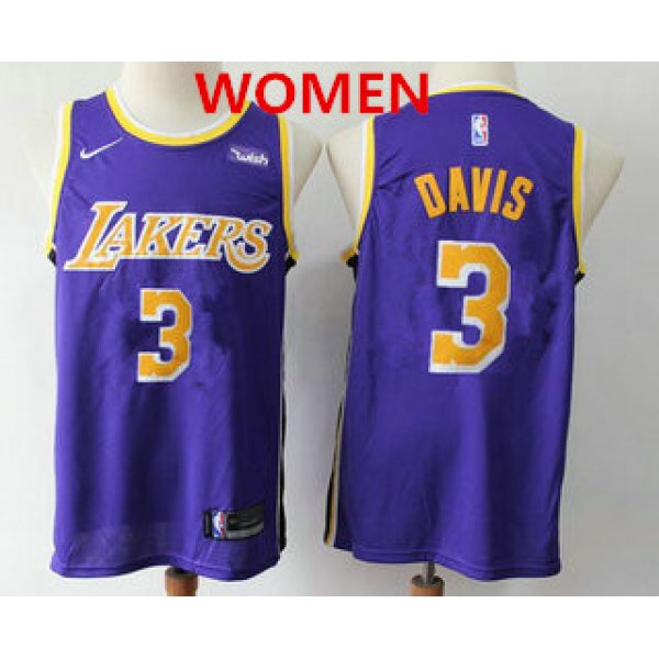 Women's Los Angeles Lakers #3 Anthony Davis 2019 Purple Nike Swingman Wish Stitched NBA Jersey