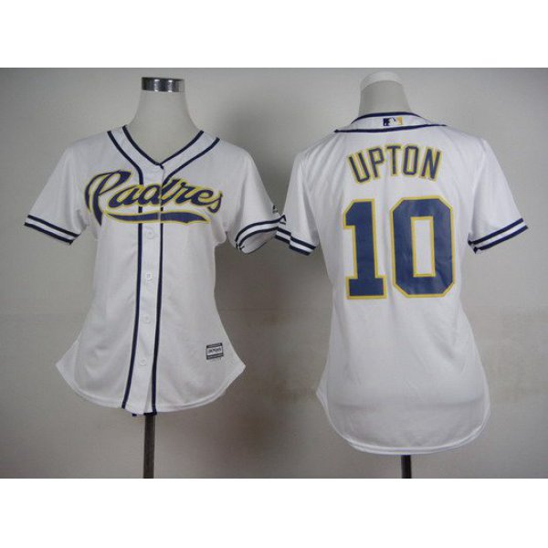 Women's San Diego Padres #10 Justin Upton Home White 2015 MLB Cool Base Jersey