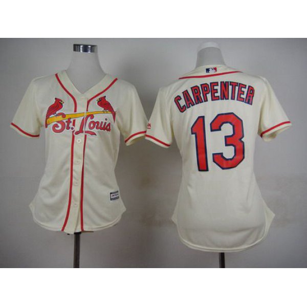 Women's St. Louis Cardinals #13 Matt Carpenter Alternate Cream 2015 MLB Cool Base Jersey