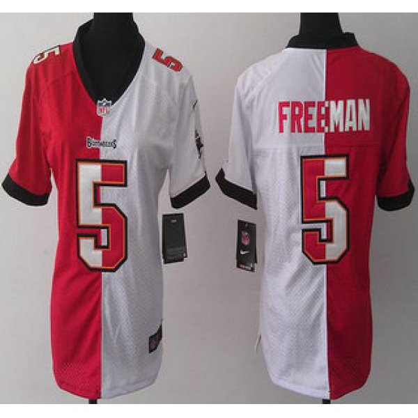 Nike Tampa Bay Buccaneers #5 Josh Freeman Red and White Split Elite Womens Jersey