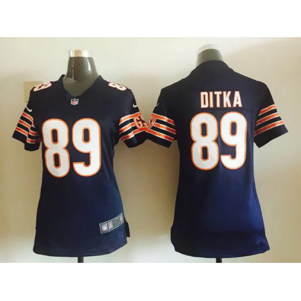 Women's Chicago Bears #89 Mike Ditka Navy Blue Retired Player NFL Nike Game Jersey