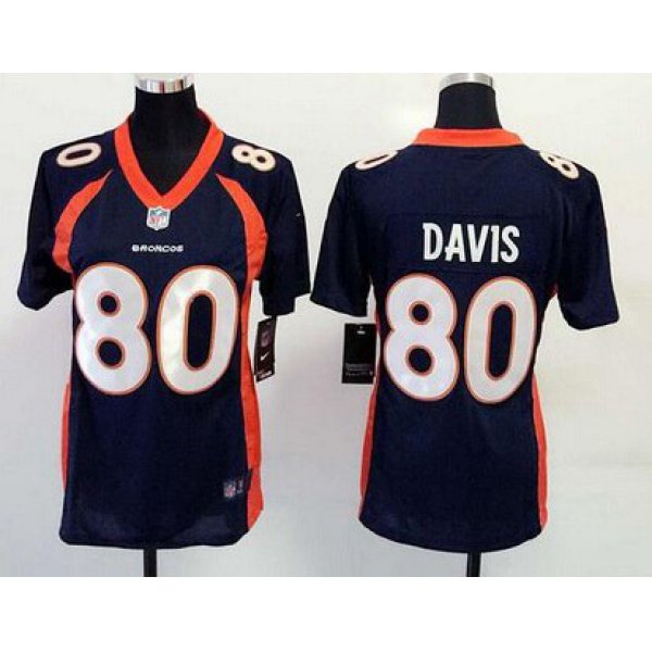 Women's Denver Broncos #80 Vernon Davis Navy Blue Alternate NFL Nike Game Jersey