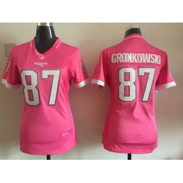 Women's New England Patriots #87 Rob Gronkowski Pink Bubble Gum 2015 NFL Jersey