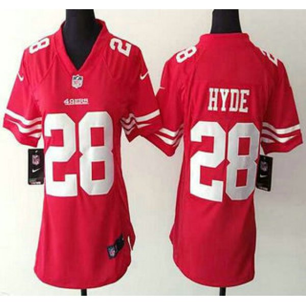 Women's San Francisco 49ers #28 Carlos Hyde Nike Red Game Jersey