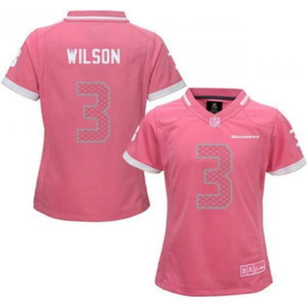 Women's Seattle Seahawks #3 Russell Wilson Pink Bubble Gum 2015 NFL Jersey