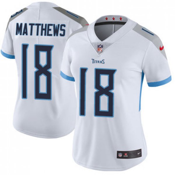 Nike Titans #18 Rishard Matthews White Women's Stitched NFL Vapor Untouchable Limited Jersey