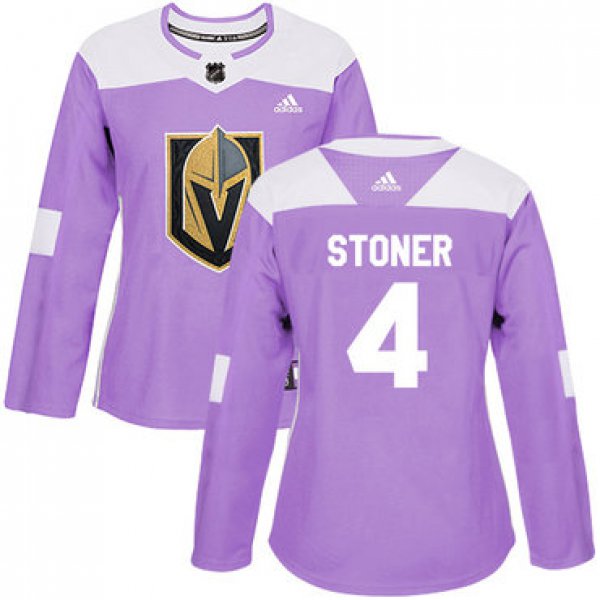 Adidas Vegas Golden Knights #4 Clayton Stoner Purple Authentic Fights Cancer Women's Stitched NHL Jersey