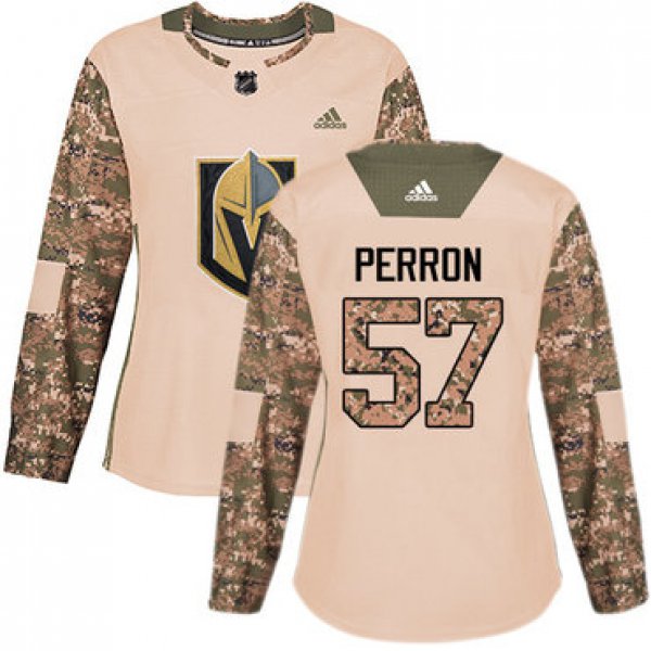 Adidas Vegas Golden Knights #57 David Perron Camo Authentic 2017 Veterans Day Women's Stitched NHL Jersey