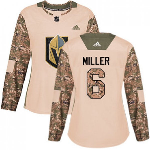 Adidas Vegas Golden Knights #6 Colin Miller Camo Authentic 2017 Veterans Day Women's Stitched NHL Jersey