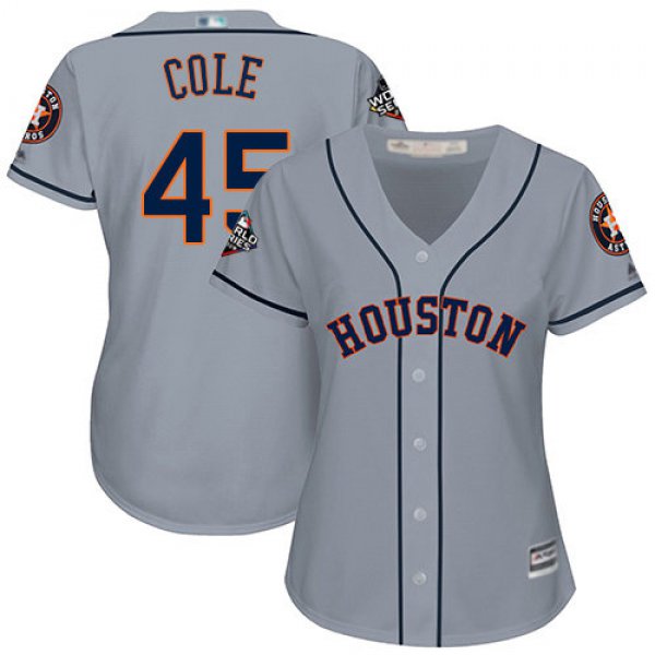 Astros #45 Gerrit Cole Grey Road 2019 World Series Bound Women's Stitched Baseball Jersey