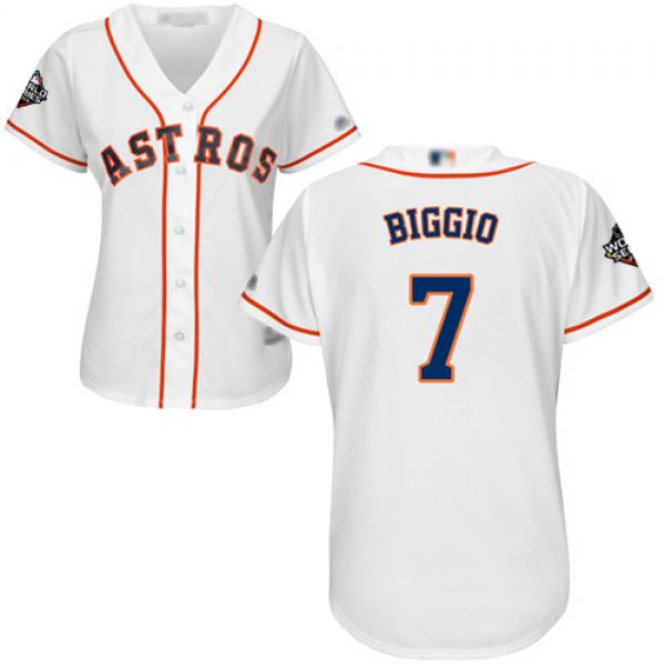 Astros #7 Craig Biggio White Home 2019 World Series Bound Women's Stitched Baseball Jersey