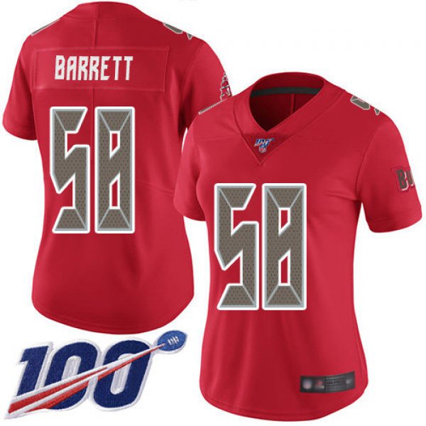 Buccaneers #58 Shaquil Barrett Red Women's Stitched Football Limited Rush 100th Season Jersey