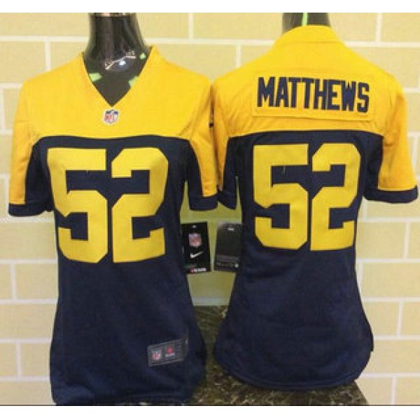 Women's Green Bay Packers #52 Clay Matthews Navy Blue With Gold NFL Nike Game Jersey