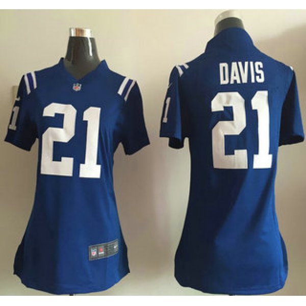 Women's Indianapolis Colts #21 Vontae Davis Royal Blue Team Color NFL Nike Game Jersey