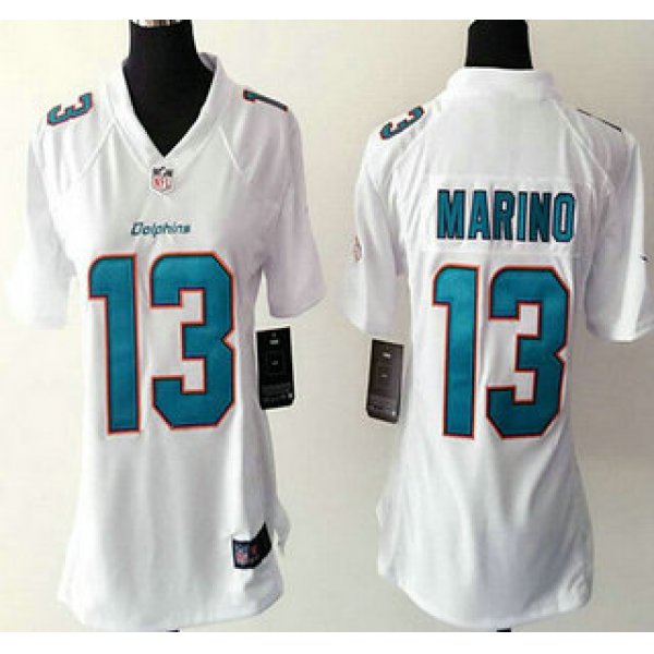 Women's Miami Dolphins #13 Dan Marino White Road NFL Nike Game Jersey