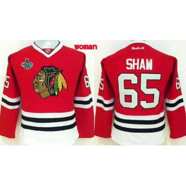 Women's Chicago Blackhawks #65 Andrew Shaw 2015 Stanley Cup Red Jersey