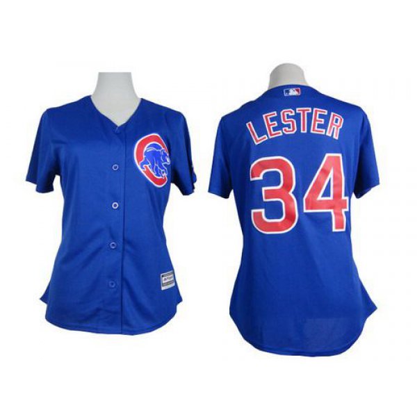 Women's Chicago Cubs #34 Jon Lester Blue Jersey