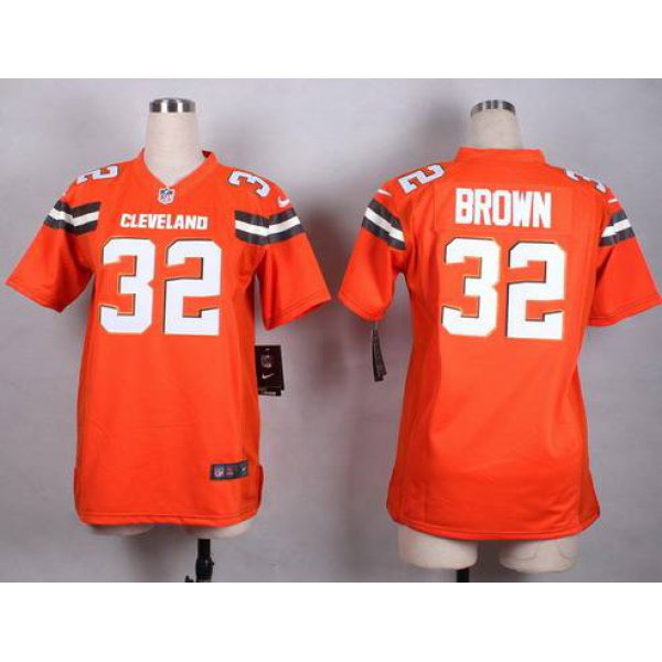 Women's Cleveland Browns #32 Jim Brown 2015 Nike Orange Game Jersey