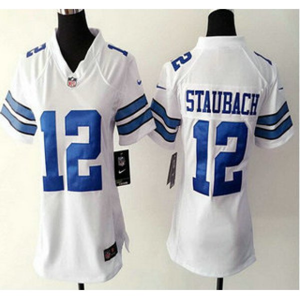 Women's Dallas Cowboys #12 Roger Staubach White Retired Player NFL Nike Game Jersey