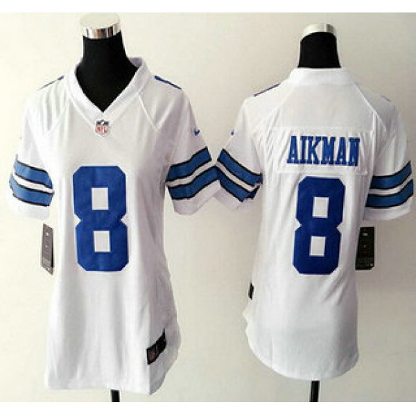Women's Dallas Cowboys #8 Troy Aikman White Road NFL Nike Game Jersey