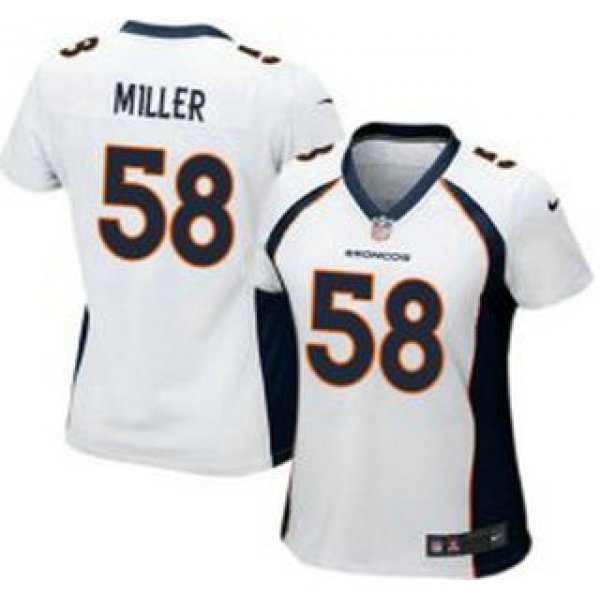 Women's Denver Broncos #58 Von Miller White Road NFL Nike Game Jersey