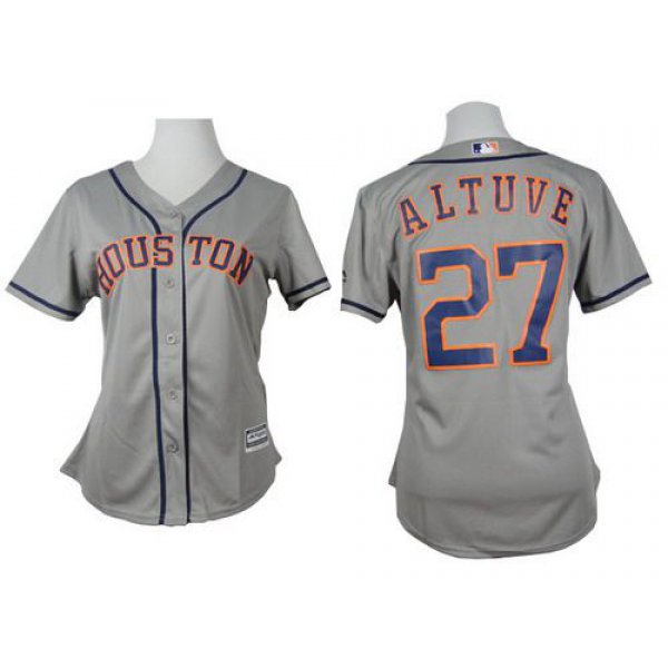 Women's Houston Astros #27 Jose Altuve Gray Jersey