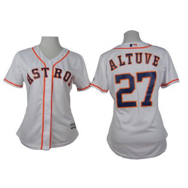 Women's Houston Astros #27 Jose Altuve White Jersey