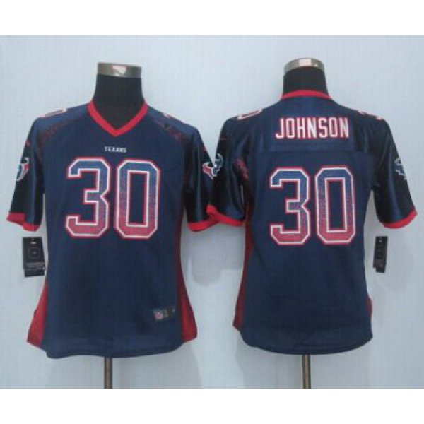 Women's Houston Texans #30 Kevin Johnson Nike Drift Fashion Blue Jersey