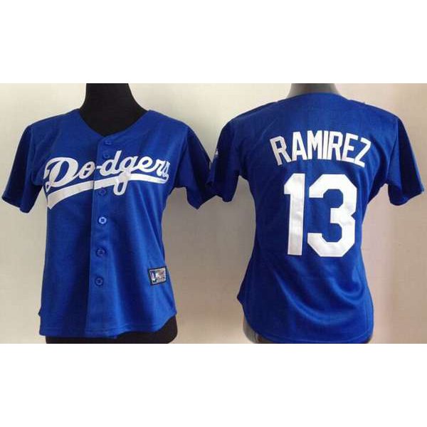 Women's Los Angeles Dodgers #13 Hanley Ramirez  Blue Jersey