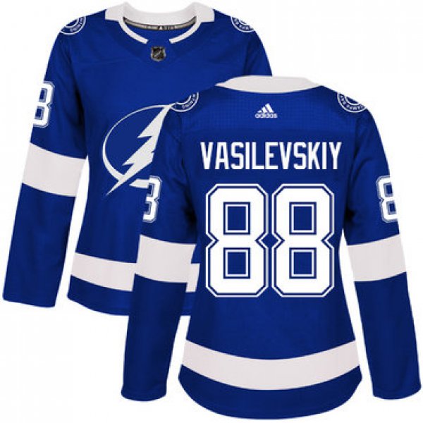 Adidas Tampa Bay Lightning #88 Andrei Vasilevskiy Blue Home Authentic Women's Stitched NHL Jersey