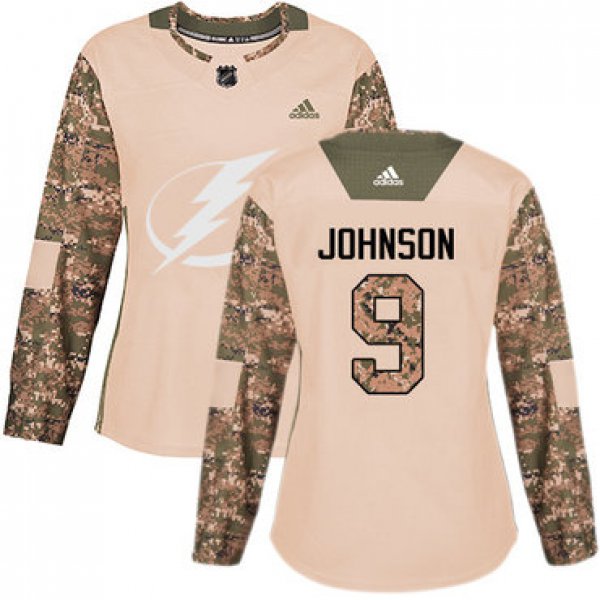 Adidas Tampa Bay Lightning #9 Tyler Johnson Camo Authentic 2017 Veterans Day Women's Stitched NHL Jersey