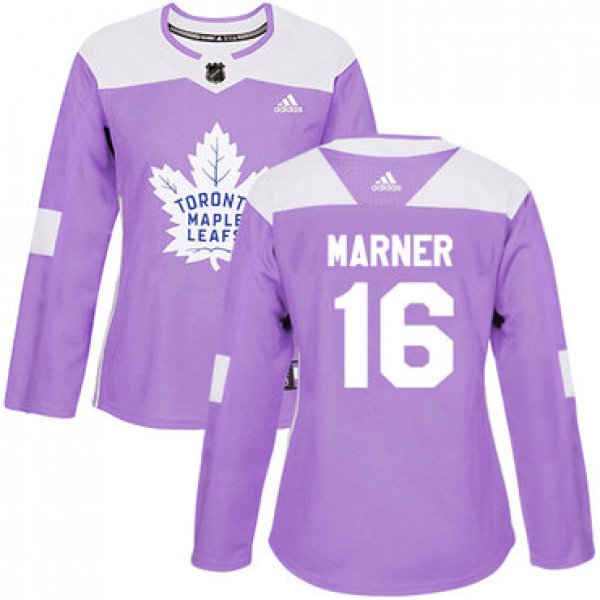 Adidas Toronto Maple Leafs #16 Mitchell Marner Purple Authentic Fights Cancer Women's Stitched NHL Jersey