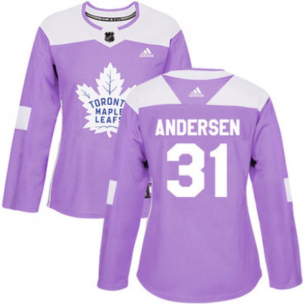 Adidas Toronto Maple Leafs #31 Frederik Andersen Purple Authentic Fights Cancer Women's Stitched NHL Jersey