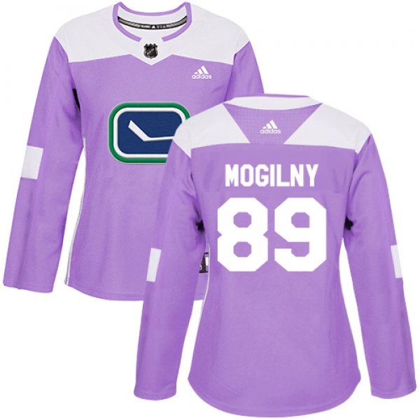 Adidas Vancouver Canucks #89 Alexander Mogilny Purple Authentic Fights Cancer Women's Stitched NHL Jersey