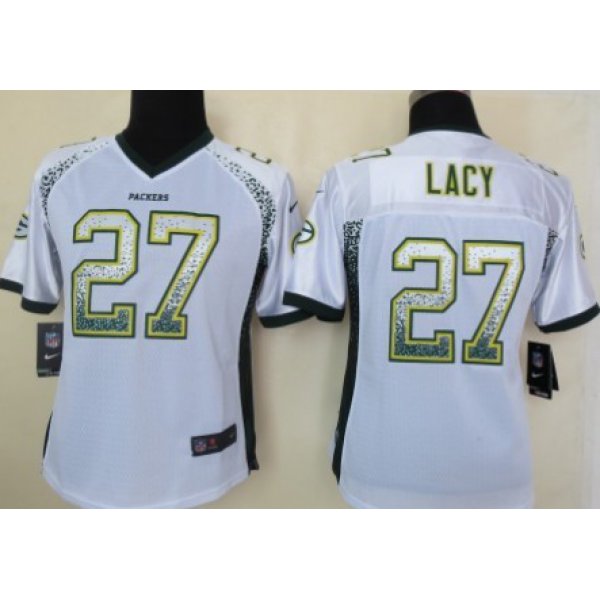 Nike Green Bay Packers #27 Eddie Lacy Drift Fashion White Womens Jersey