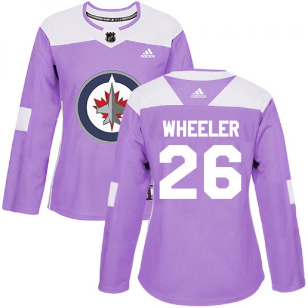 Adidas Winnipeg Jets #26 Blake Wheeler Purple Authentic Fights Cancer Women's Stitched NHL Jersey