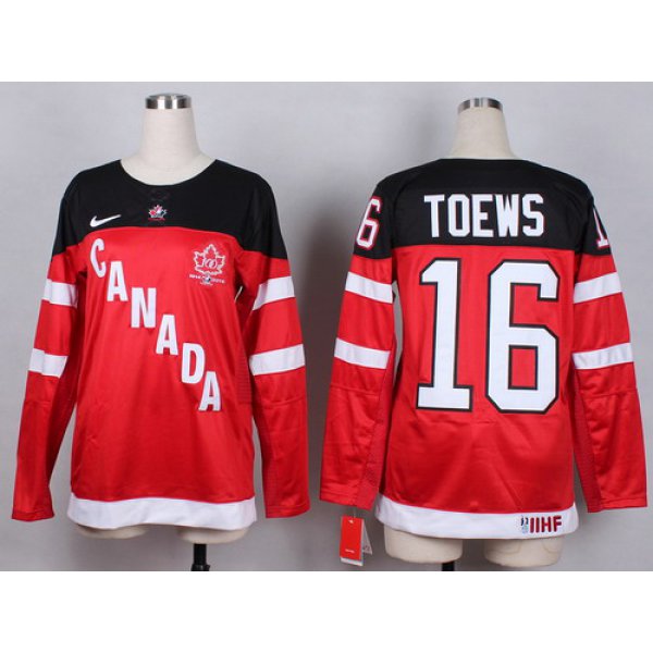 2014/15 Team Canada #16 Jonathan Toews Red 100TH Womens Jersey