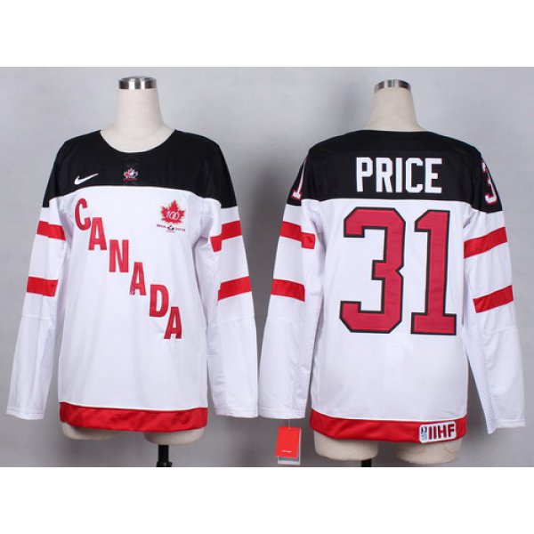 2014/15 Team Canada #31 Carey Price White 100TH Womens Jersey