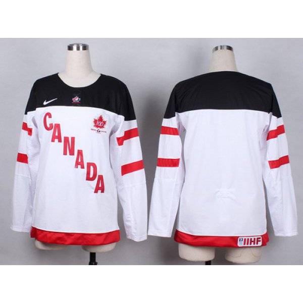 2014/15 Team Canada Blank White 100TH Womens Jersey