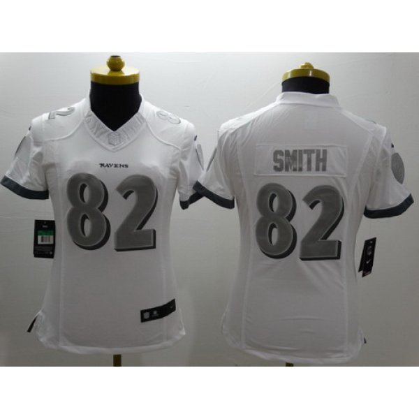 Nike Baltimore Ravens #82 Torrey Smith Platinum White Limited Womens Jersey