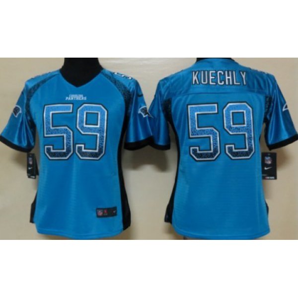 Nike Carolina Panthers #59 Luke Kuechly Drift Fashion Blue Womens Jersey