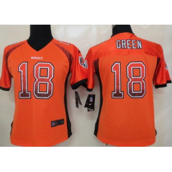 Nike Cincinnati Bengals #18 A.J. Green Drift Fashion Orange Womens Jersey