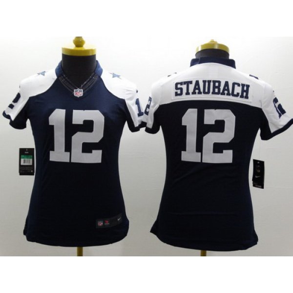 Nike Dallas Cowboys #12 Roger Staubach Blue Thanksgiving Limited Womens Jersey