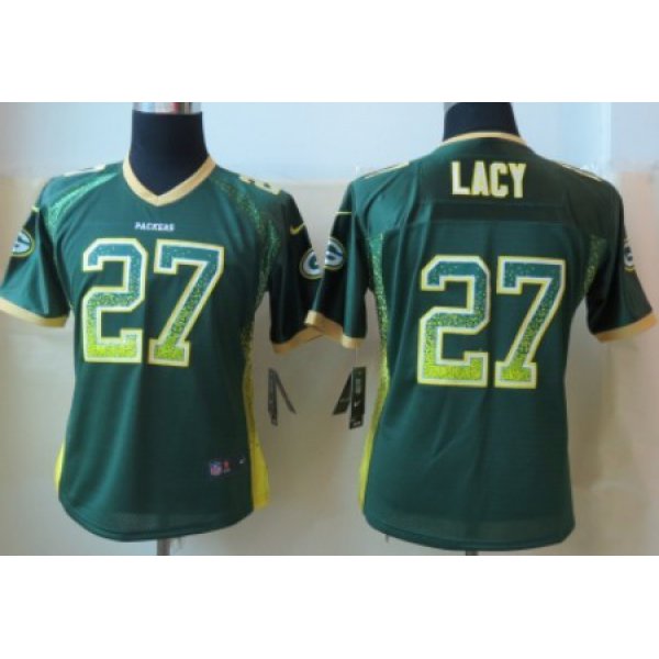 Nike Green Bay Packers #27 Eddie Lacy Drift Fashion Green Womens Jersey
