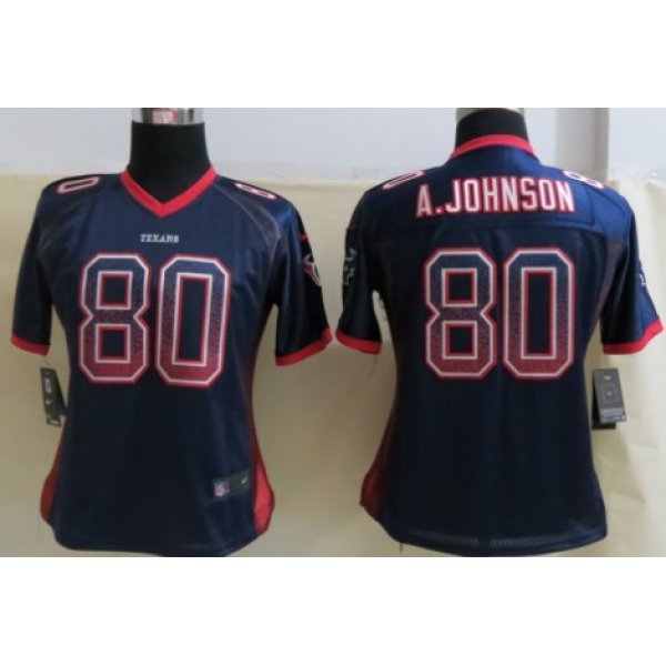 Nike Houston Texans #80 Andre Johnson Drift Fashion Blue Womens Jersey