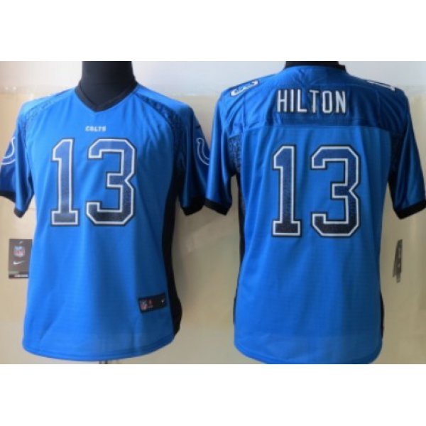 Nike Indianapolis Colts #13 T.Y. Hilton Drift Fashion Blue Womens Jersey